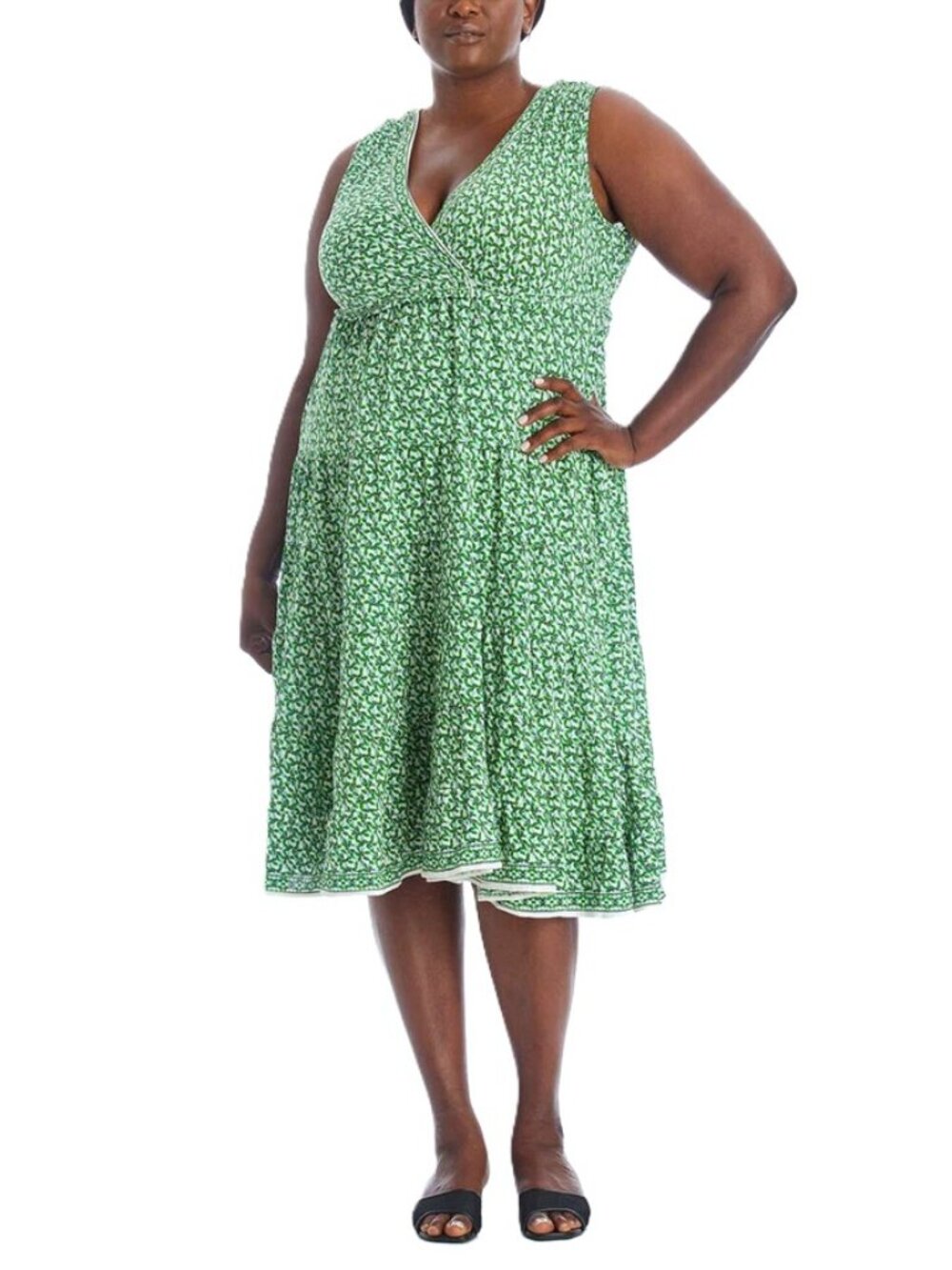MAX STUDIO Sleeveless Tiered Midi Dress. Plus Size 2X